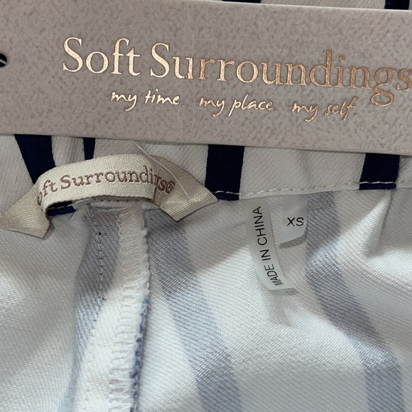 NWT Soft Surroundings Blue & White Striped Cotton Stretch Ankle Pants XS - Picture 13 of 15